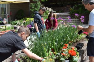 close up view of people working in plant garden