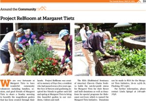 news clipping of Margaret Tietz Project ReBloom
